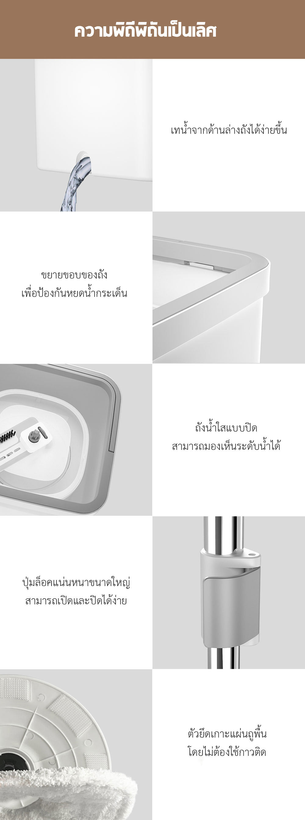 Xiaomi Blue Fish Double Tank Rotating Mop - ไม้ถูพื้นถังน้ำคู่
