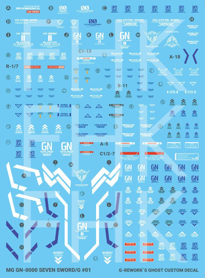 G-REWORK CUSTOM DECAL MG 1/100 OO GUNDAM + SEVEN SWORD