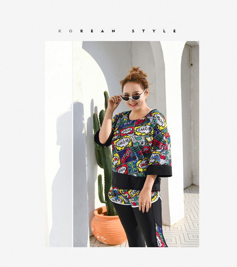 ชุดว่ายน้ำคนอ้วน 6xl แบบสปอร์ตพร้อมส่ง :ชุดว่ายน้ำไซส์ใหญ่สีดำขายาวแต่งลายการ์ตูน set 3ชิ้นมีบรา กางเกงขายาวซ้อนกางเกงขาสั้นและเสื้อคลุมแบบสวยมากๆจ้า: ขนาด- บรารอบอก 42 - 50 นิ้ว- เอว 34 - 44 นิ้ว- สะโพก 44 - 54 นิ้ว - เสื้อคลุมรอบอกกว้าง 56 นิ้ว