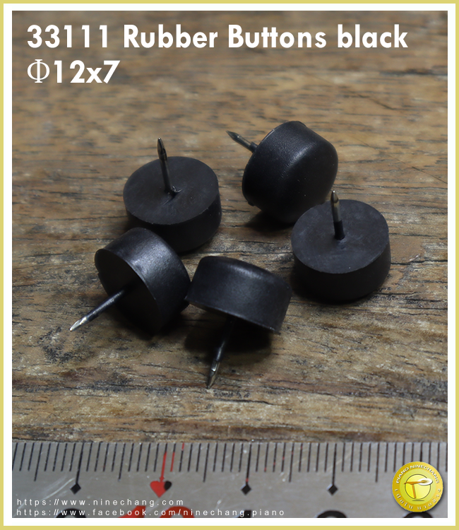 33111 Rubber Buttons black Φ12x7