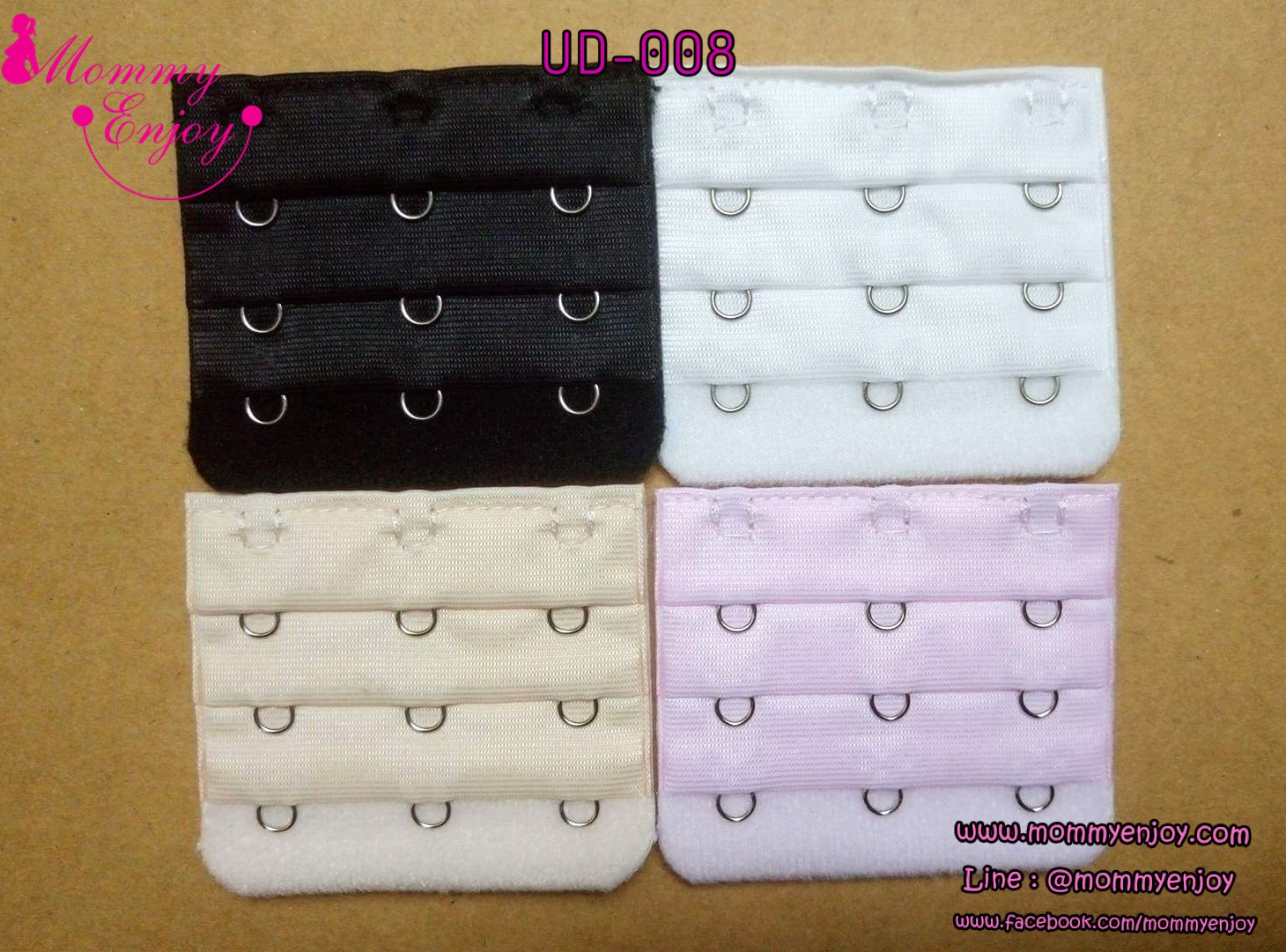 ตะขอเพิ่มขนาดเสื้อชั้นใน เลือนได้ 3 ระดับ แบบ 3 แถว มี 4 สี ขาว ดำ ชมพู เนื้อ สำเนา