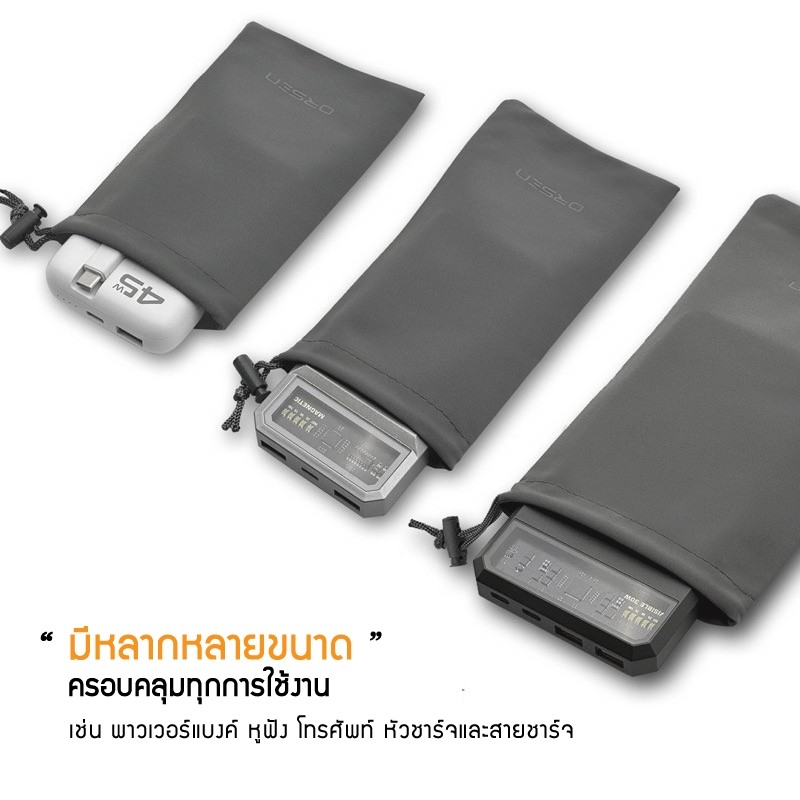 Orsen by Eloop Pouch ซองผ้า ซองใส่พาวเวอร์แบงค์ ถุงผ้าหูรูด อเนกประสงค์ [มีกล่องแพ็คเกจ Orsen]