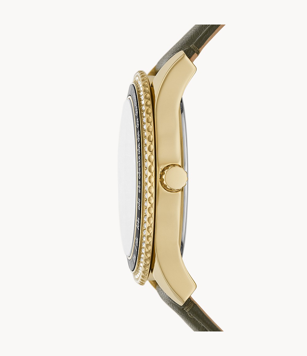 Fossil ES5124 นาฬิกาผู้หญิง Stella Sport Multifunction Green Leather Women's Watch