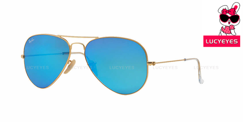 RAYBAN RB3025 112/17 AVIATOR Size 58,62 กรอบทองด้าน เลนส์ปรอทน้ำเงิน