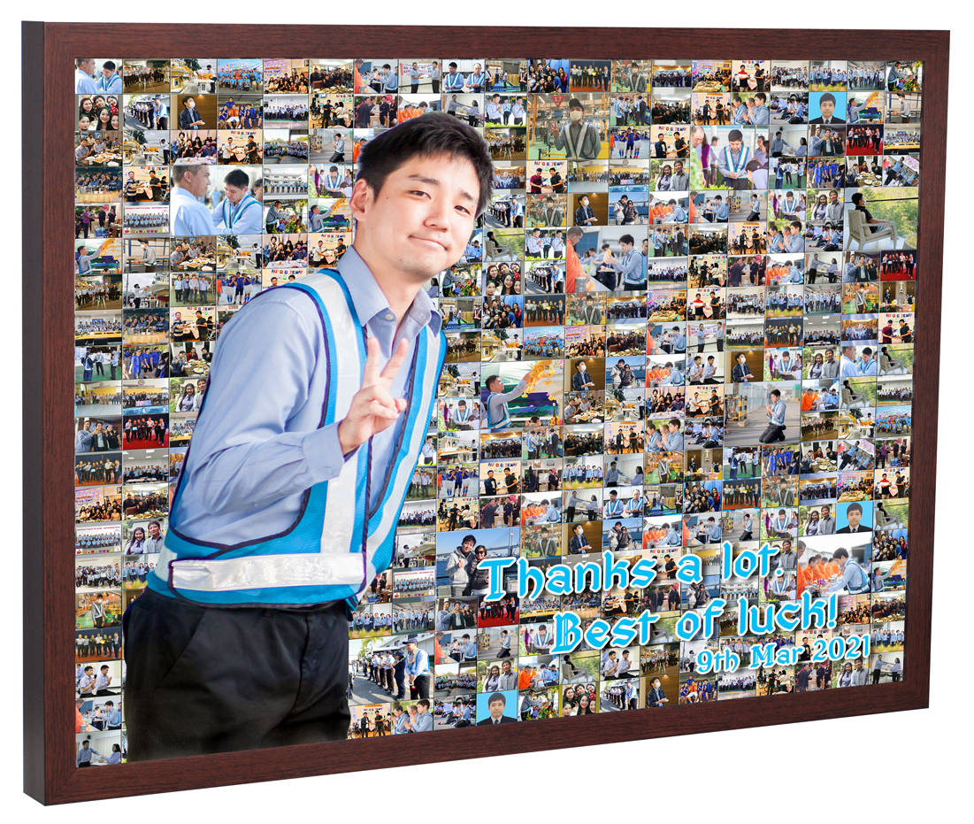 ของขวัญวันเกษียณ Mosaic Photo ขนาด 20x24 นิ้ว + กรอบไม้เส้นP32โอ๊ค E เคลือบร้อน