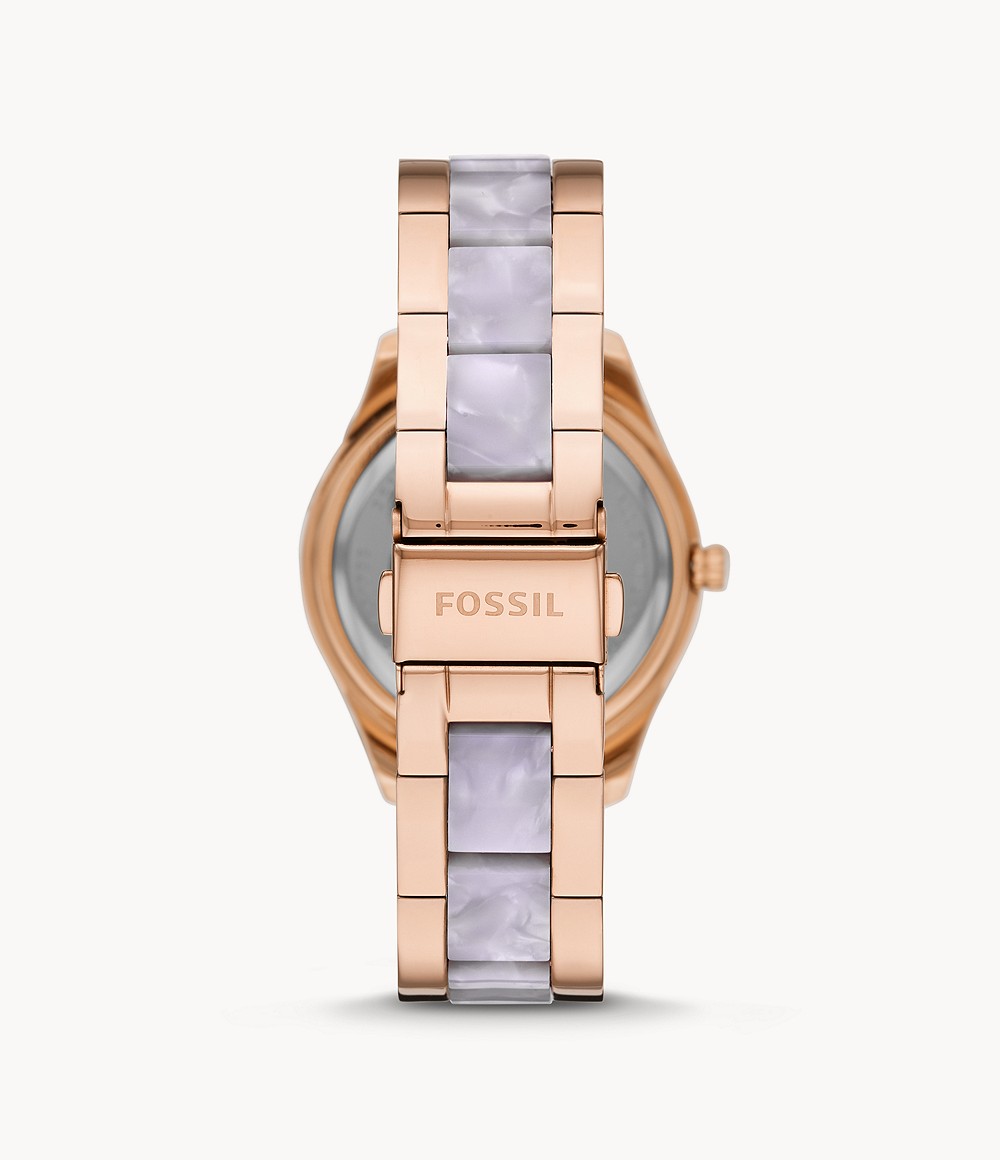 Fossil ES4755 นาฬิกาผู้หญิง Stella Multifunction Two-Tone Stainless Steel and Acetate Quartz Women's Watch