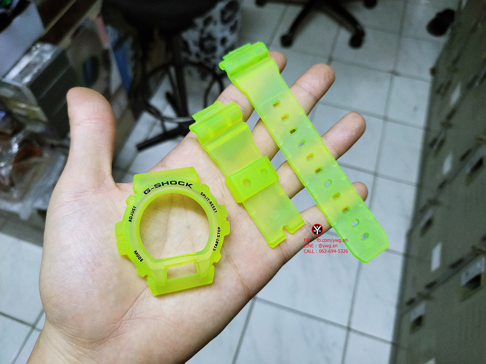 กรอบสาย(ขุ่น) G-SHOCK สีเขียวสะท้อนแสง ใส่ได้รับรุ่น DW-6900