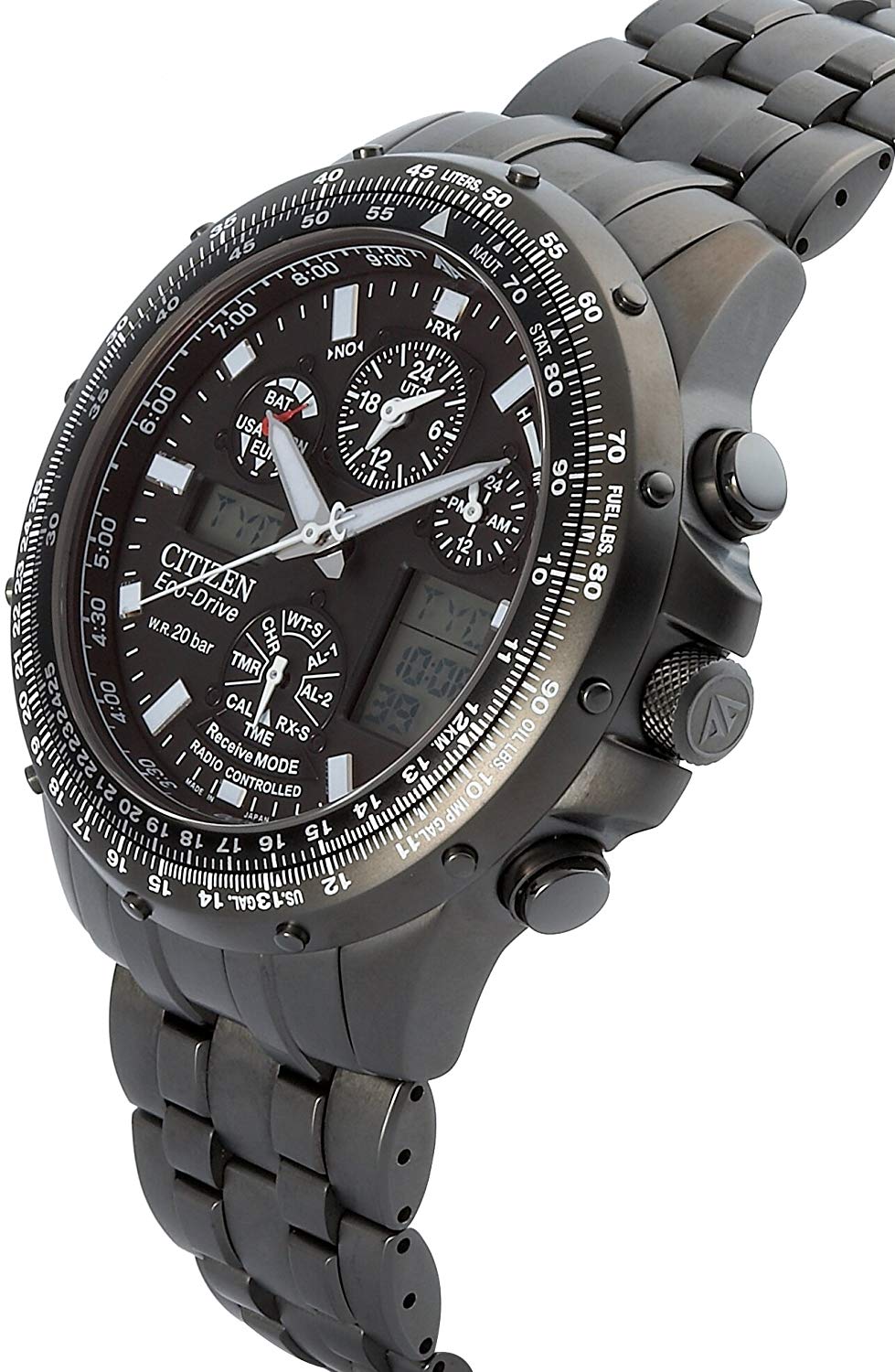 Citizen JY0039-58E นาฬิกาผู้ชาย Promaster Skyhawk Titanium DLC Eco-Drive Radio Power Reserve Men's Watch