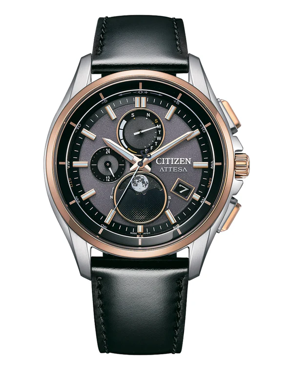 Citizen BY1004-17X นาฬิกาผู้ชาย Eco-Drive Attesa Moon Phase Radio Controlled Men's Watch