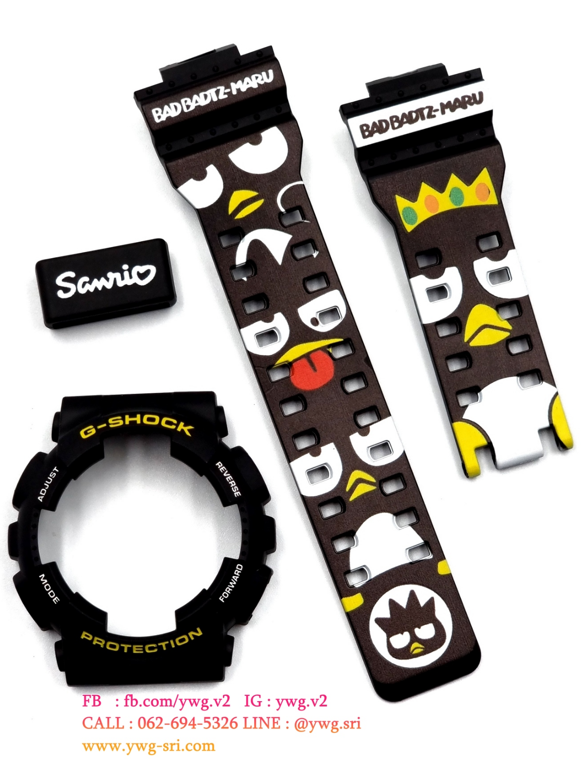 กรอบสาย G-SHOCK แท้✅ สีดำด้าน สกรีนลาย Bad Badtz-Maru ใส่ได้กับรุ่น GA-100 ,GA-110 ,GA-120 ,GA-140 ,GAX-100 ,GD-100 ,GD-120