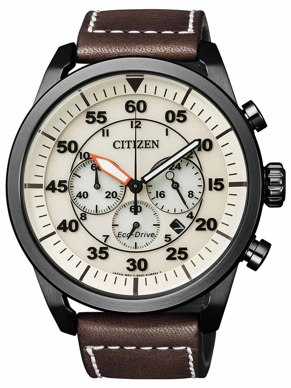Citizen CA4215-04W นาฬิกาข้อมือผู้ชาย Eco-Drive Chronograph Leather Sports Men's Watch