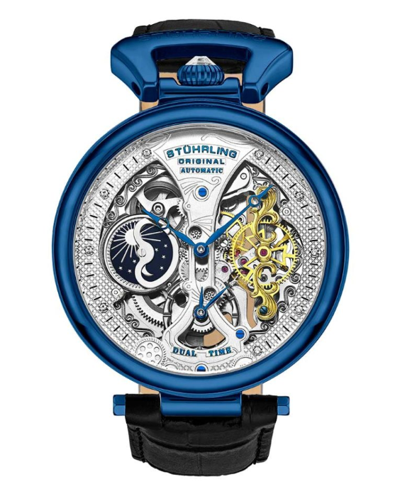 Stuhrling Original 3920.3 นาฬิกาผู้ชาย Emperor’s Grand DT Automatic Skeleton Men's Watch