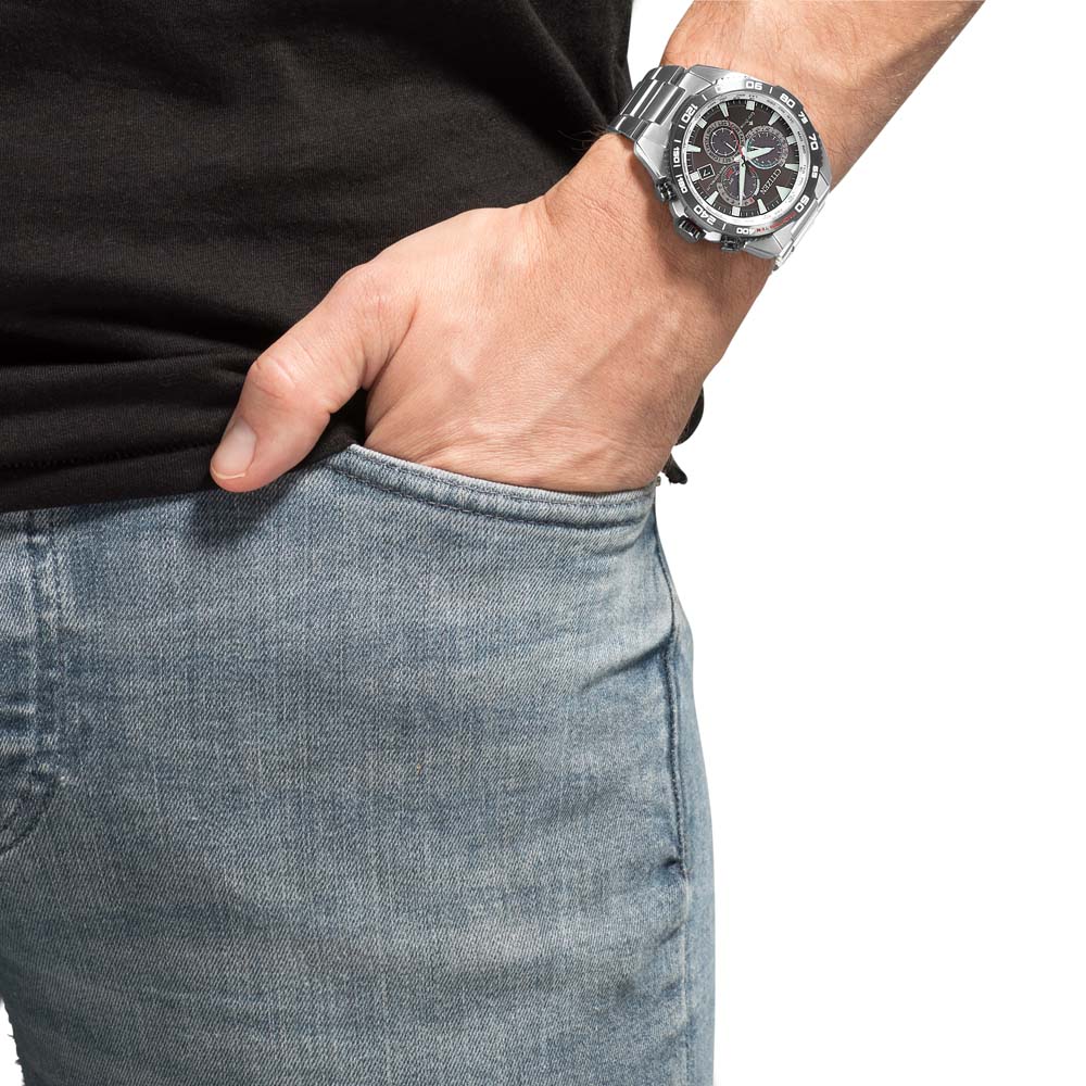 Citizen CB5036-87X นาฬิกาผู้ชาย Eco-Drive Radio Controlled Chronograph Perpetual Men's Watch