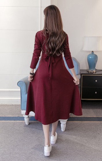 ชุดคลุมท้องแฟชั่นเกาหลี แขนยาว ผ้ายืดเนื้อนิ่ม เนื้อผ้าคุณภาพดี มีเชือกปรับขนาดครรภ์ M L XL XXL