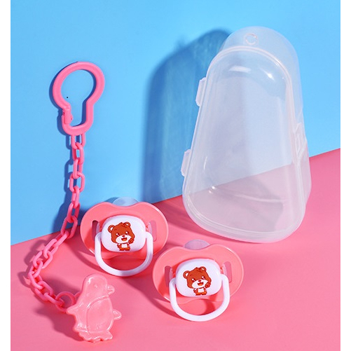 ชุดจุกนมหลอก 2 ชิ้น (พร้อมสายคล้อง และ กล่องเก็บ)