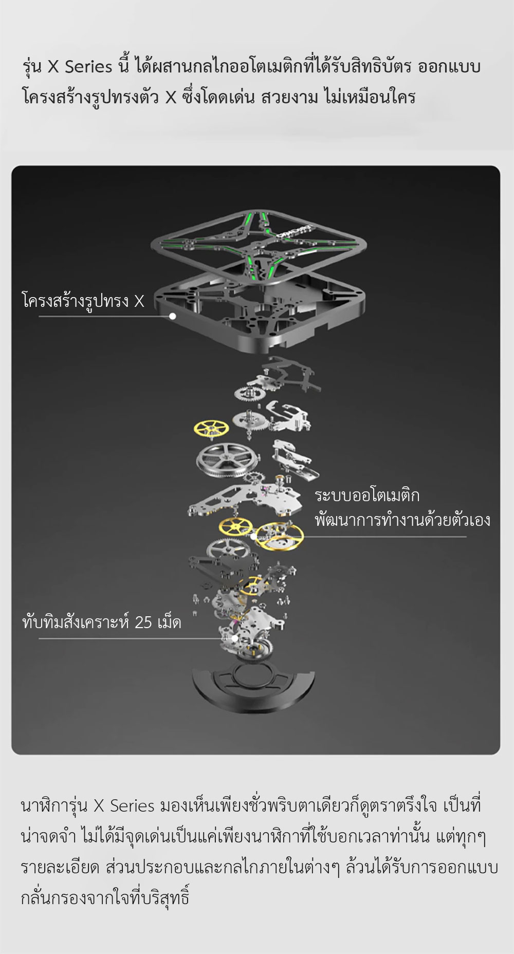 (ประกันศูนย์ไทย 1 ปี) CIGA Design X Series Automatic Mechanical Watch - นาฬิกาออโตเมติกซิก้า ดีไซน์ รุ่น X Series