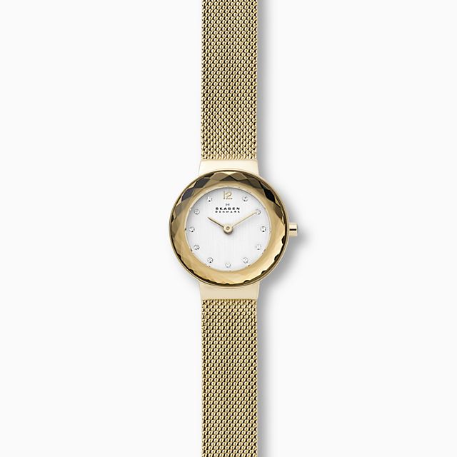Skagen SKW2800 นาฬิกาผู้หญิง Leonora Gold-Tone Steel-Mesh Quartz Women's Watch