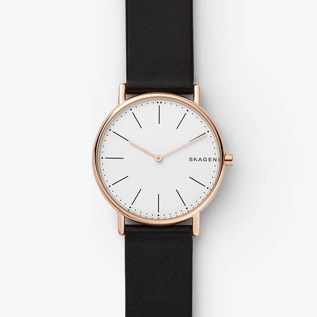 Skagen SKW6430 นาฬิกาผู้ชาย Signatur Slim and Black Leather Men's Watch