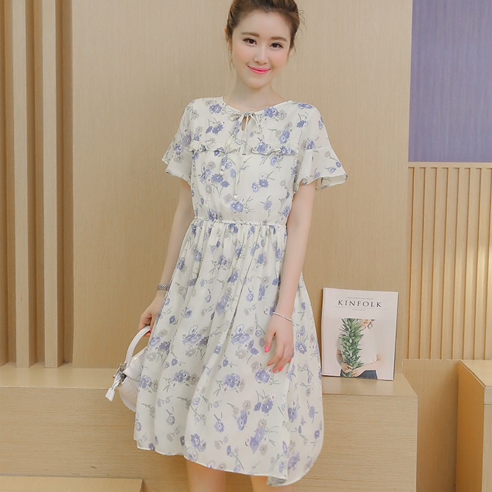 ชุดคลุมท้องแขนระบาย ผ้าชีฟองมีซับใน มีเชือกผูกที่คอ ช่วงเอวเป็นยางยืด น่ารักค่ะ M L XL