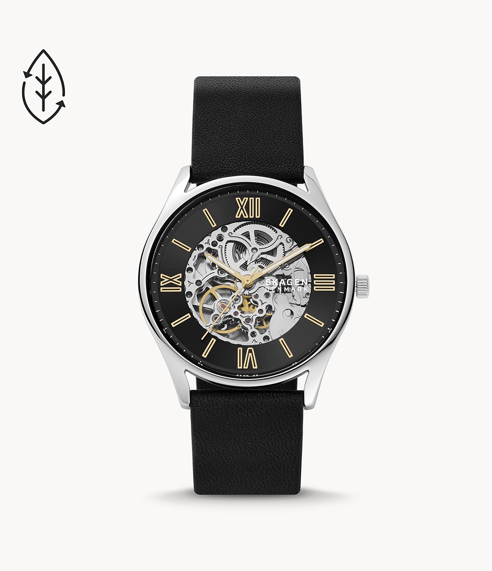 Skagen SKW6735 นาฬิกาผู้ชาย Holst Automatic Midnight Leather Men's Watch