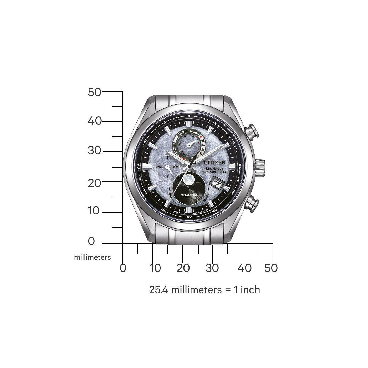 Citizen BY1010-81H นาฬิกาผู้ชาย Eco-Drive Tsuki-yomi Radio