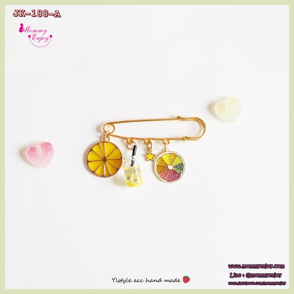 เข็มกลัดติดชุด ติดเพื่อความสวย หรือติดเพื่อความเชื่อก็ได้ น่ารักลงตัว เซตแยมผลไม้