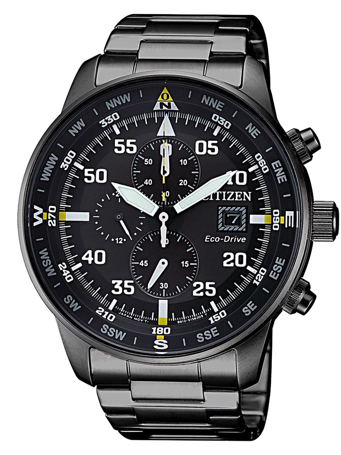 Citizen CA0695-84E นาฬิกาผู้ชาย Eco-Drive Chronograph Aviator Black IP Men's Watch
