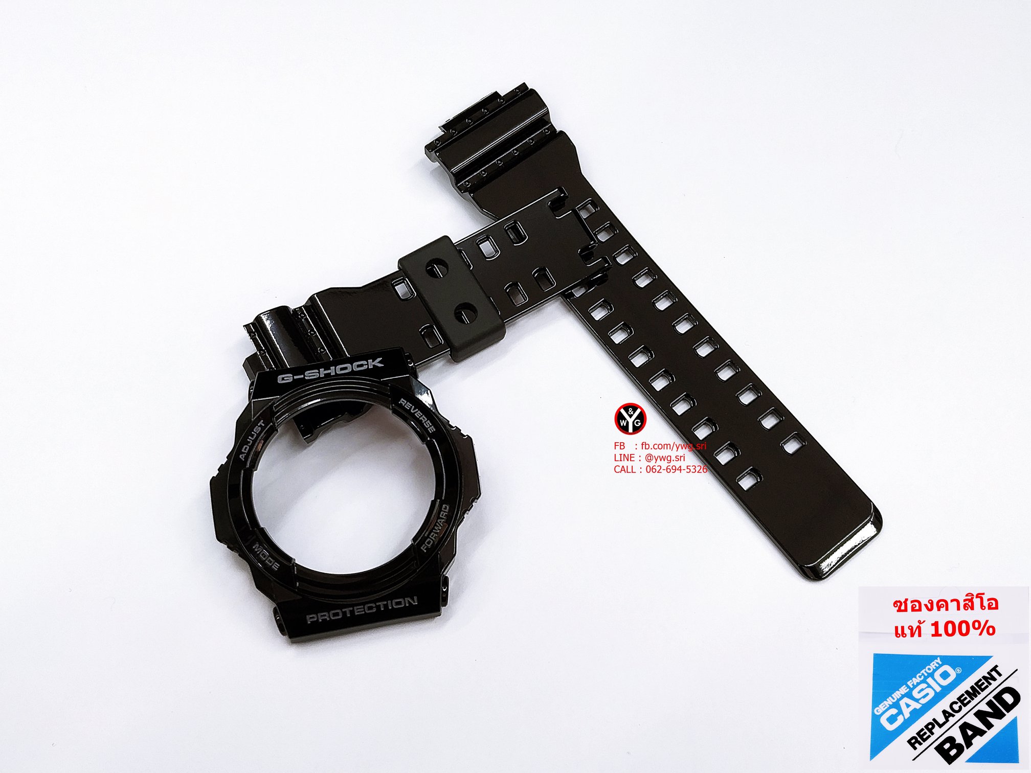 กรอบสาย G-SHOCK แท้ สีดำเงาฟร้อนเทา(สาย2รู) ใส่ได้รับรุ่น GA-150 ,GA-300 ,GA-310