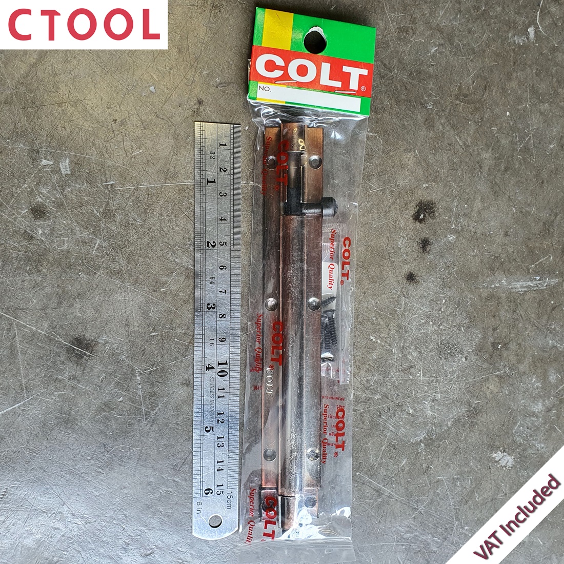 (เลิกผลิต)กลอนประตู กลอนหน้าต่าง 6นิ้ว สีรมดำ AC #100 Colt ของแท้100% - Authentic Door Latch - ซีทูล Ctoolhardware
