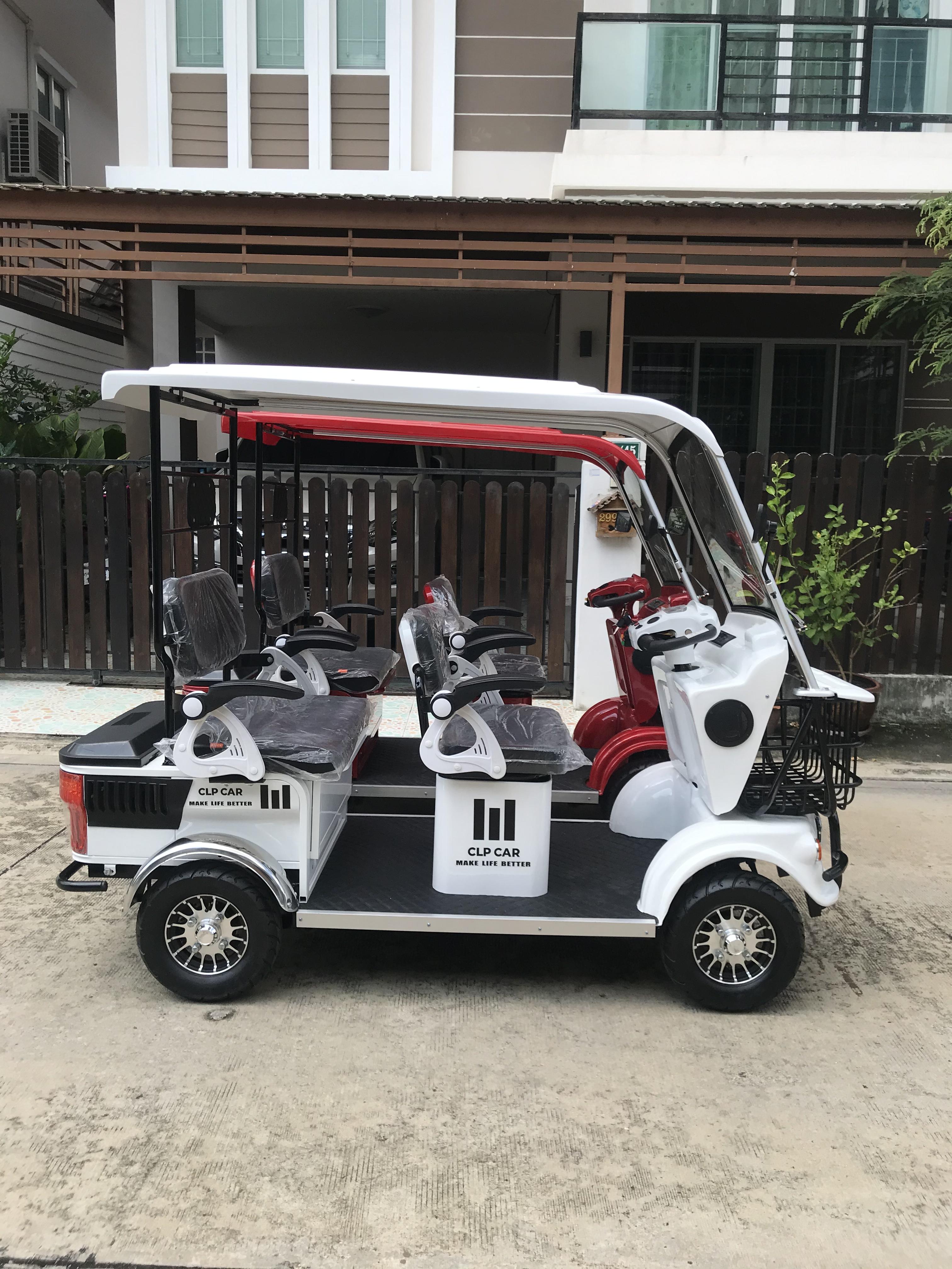 รถไฟฟ้า 4 ล้อ 3 ที่นั่ง รุ่น M-01 ยี่ห้อ CLP CAR สีขาว ขับแฮนด์บิด
