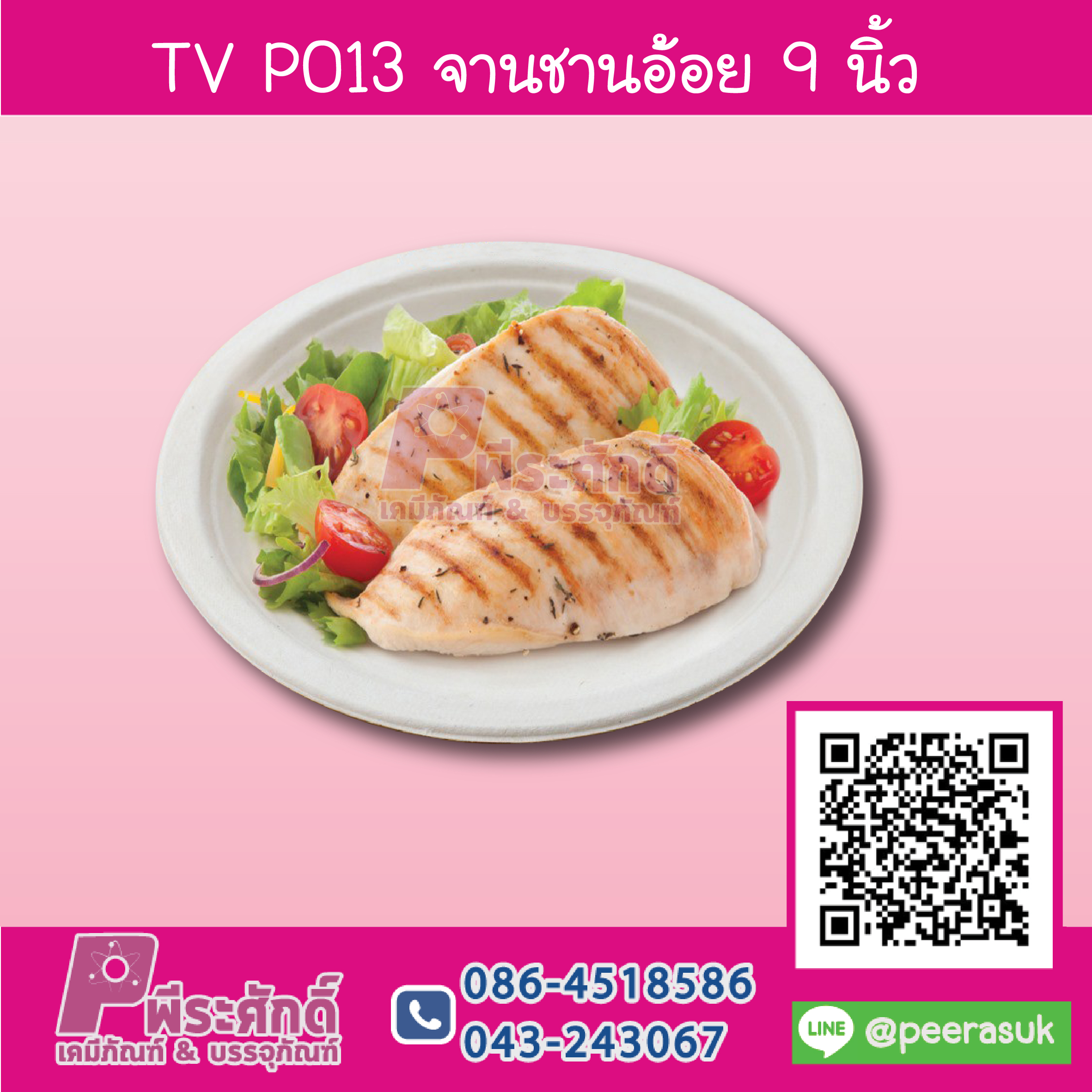 TV P013 จานชานอ้อย 9 นิ้ว