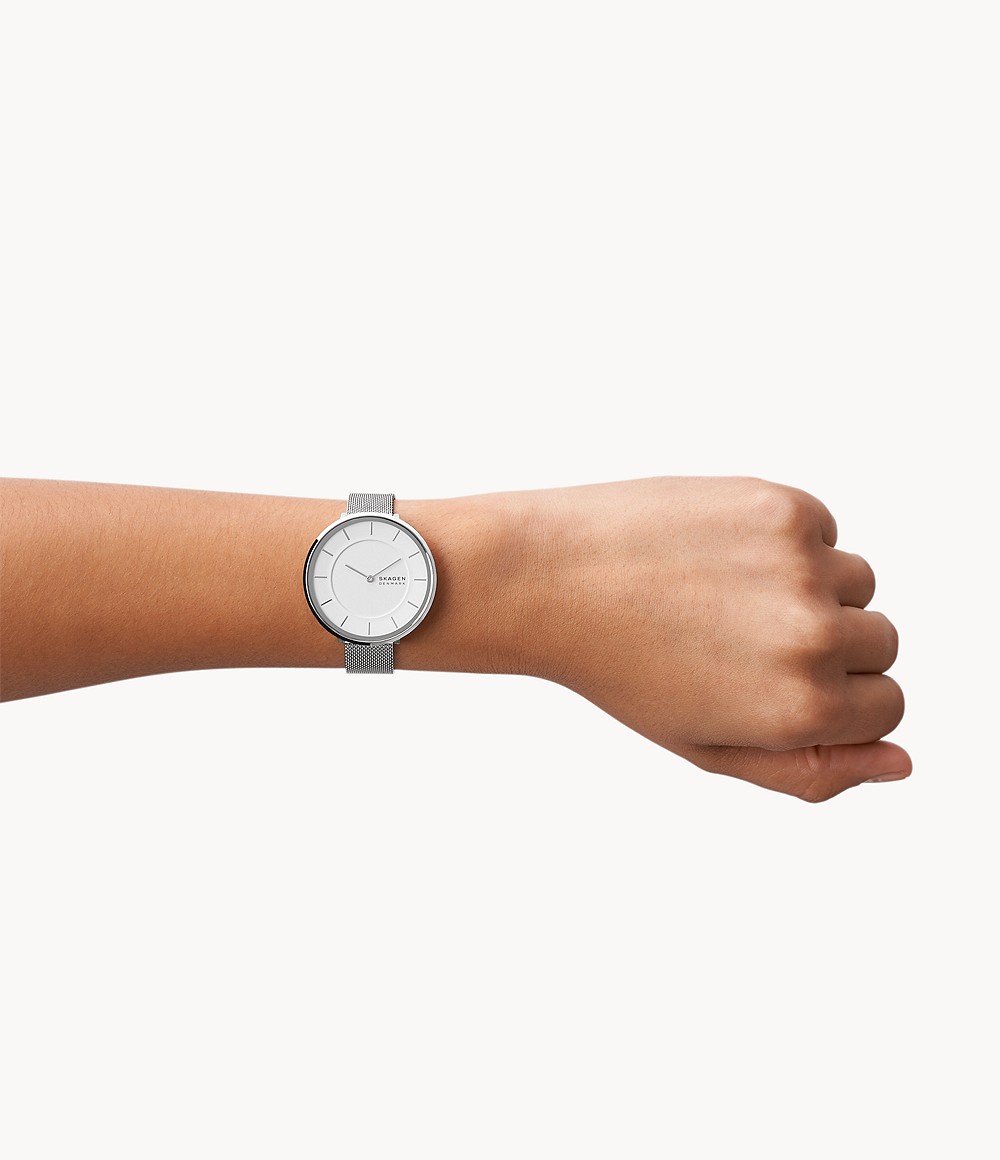 Skagen SKW3016 นาฬิกาผู้หญิง Gitte Two-Hand Silver-Tone Quartz Women's Watch