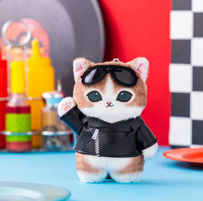 [PRE-ORDER] พวงกุญแจ ตุ๊กตา แมวโมฟุ เสื้อหนัง Mofusand Journey Leather Jacket Cat Mascot mofusand ダイナー マスコット(革ジャンにゃん)