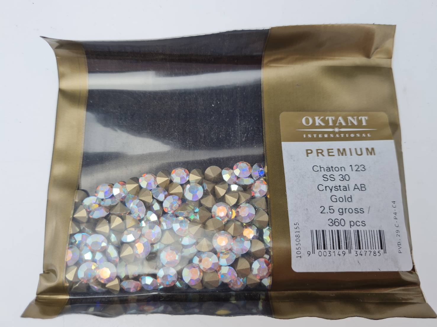 เพชรคริสตัลก้นแหลมขนาด 6.5มิลลิเมตรAB (SS30) Oktant (SWAROVSKI)แท้เกรดนำเข้า