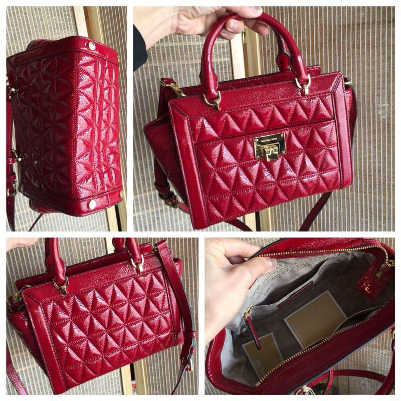 กระเป๋า Michael kors Mk vivianne หนังแก้ว red handbag
