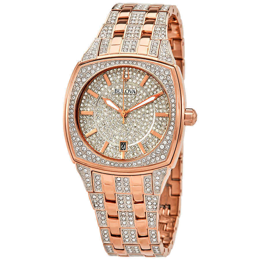 Bulova 98B324 นาฬิกาผู้ชาย Crystal Pave Quartz Men's Watch