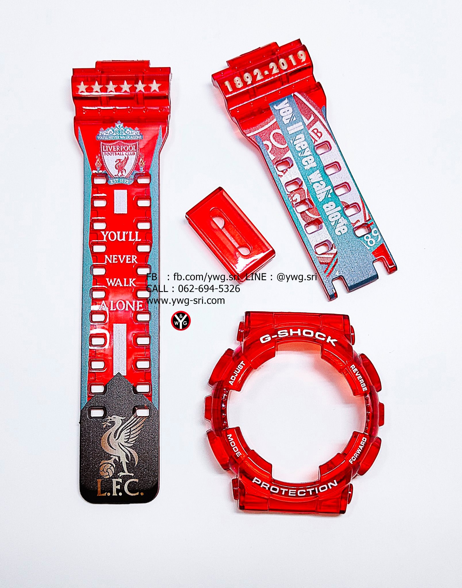 กรอบสาย G-SHOCK สีแดงใส สกรีนลาย Liverpool ใส่ได้รับรุ่น GA-100 ,GA-110 ,GA-120 ,GAX-100,GD-100 ,GD-120