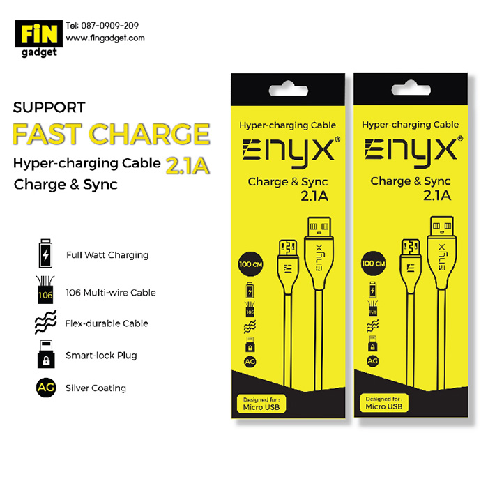 สายชาร์จ ENYX Hyper Charging Cable Micro USB 2.1A Fast Charge