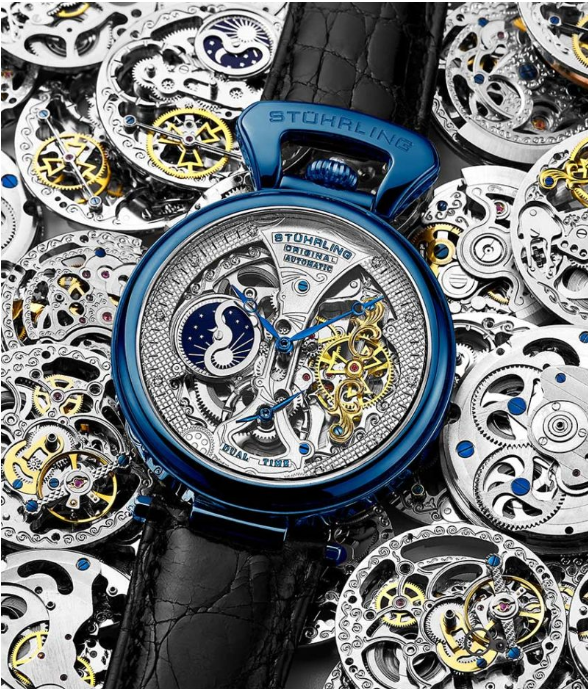 Stuhrling Original 3920.3 นาฬิกาผู้ชาย Emperor’s Grand DT Automatic Skeleton Men's Watch