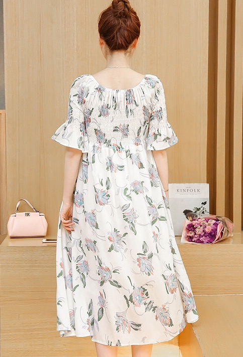 ชุดคลุมท้องเกาหลี เปิดไหล่ก็ได้ แขน3ส่วน ปลายแขนระบาย M,L,XL,XXL