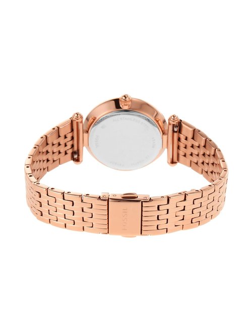 Fossil ES4711 นาฬิกาผู้หญิง Lyric Three-Hand Rose-Gold-Tone Stainless-Steel Quartz Women's Watch
