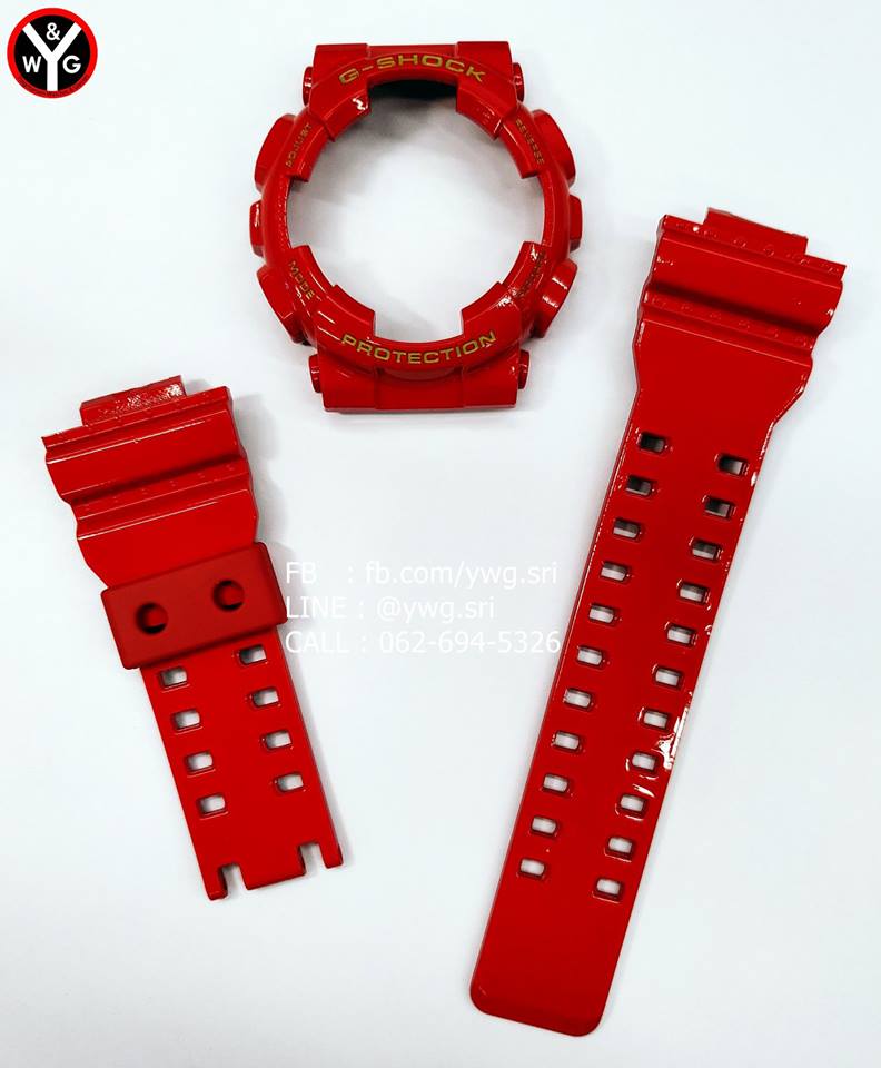 กรอบสาย G-SHOCK แท้ สีแดงเงา ฟร้อนทอง ใส่ได้รับรุ่น GA-100 ,GA-110 ,GA-120 ,GD-100 ,GD-120