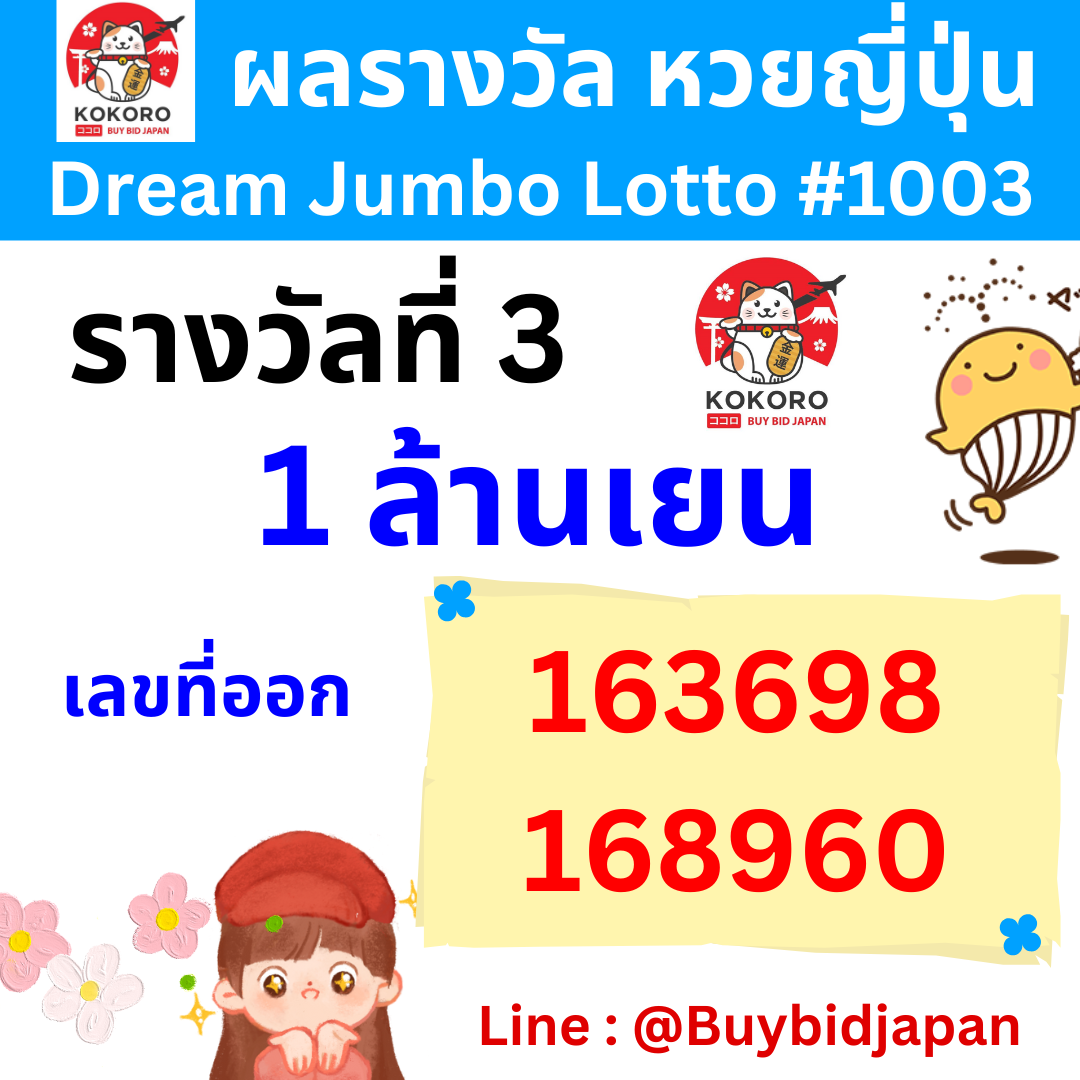 ผลตรวจรางวัล หวยญี่ปุ่น Dream Jumbo 1013