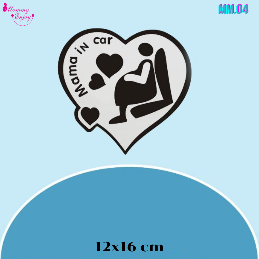สติ๊กเกอร์ mama in car สติ๊กเกอร์อย่างดี สะท้องแสง เห็นชัดทั้งกลางวันและกลางคืน