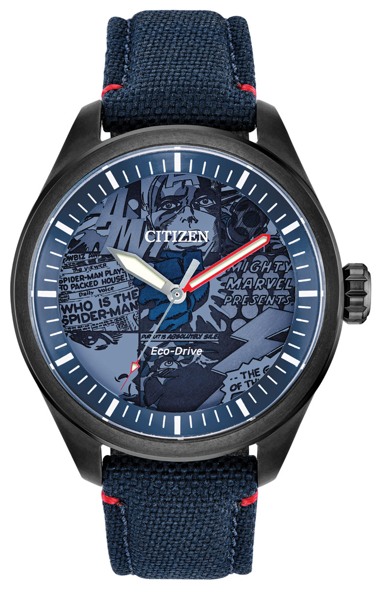 Citizen AW2037-04W นาฬิกาผู้ชาย Eco-Drive Marvel Heros Blue Men's Watch