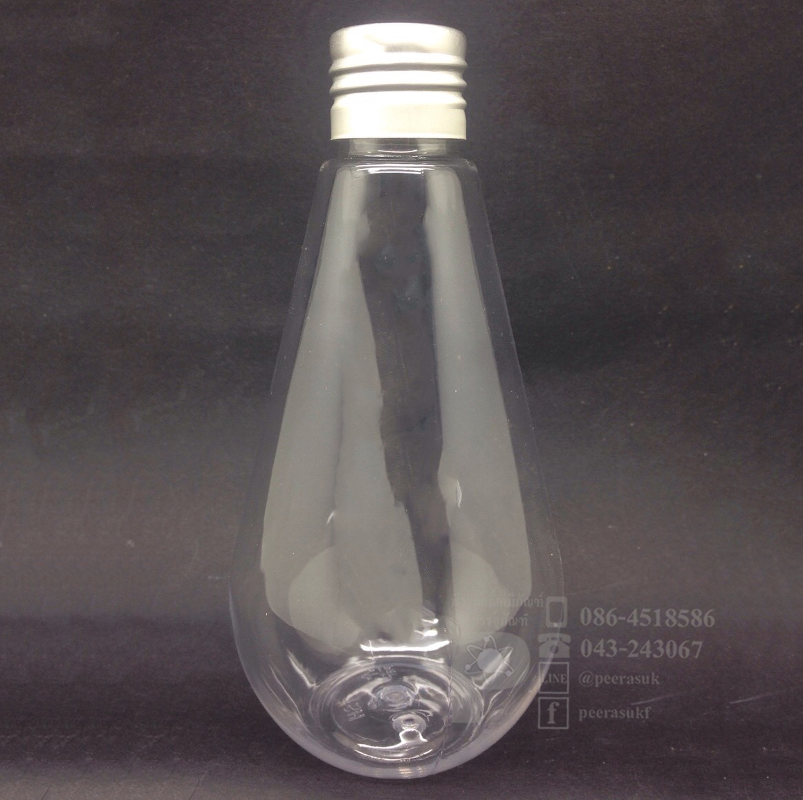 หยดน้ำ 250 ml ใส+จุกตัน+ฝาเกลียวสีเงิน 10 ชิ้น