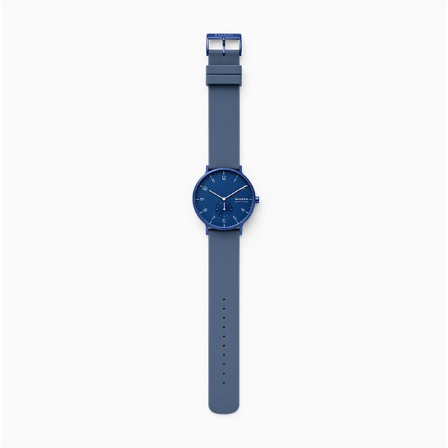 Skagen SKW6589 นาฬิกาผู้ชาย Aaren Kulor Dusty Blue Silicone Quartz Men's Watch