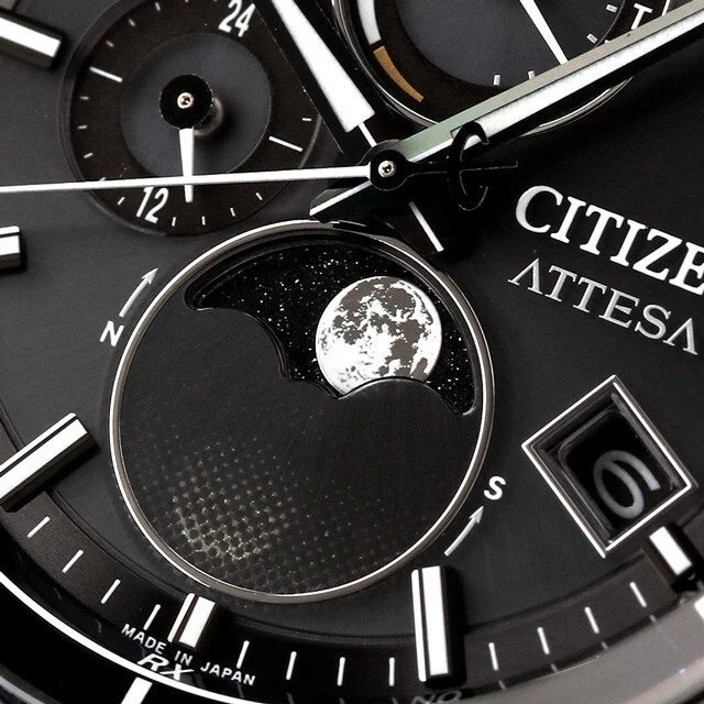 Citizen BY1006-62E นาฬิกาผู้ชาย Eco-Drive Attesa Moon Phase Radio Controlled Men's Watch
