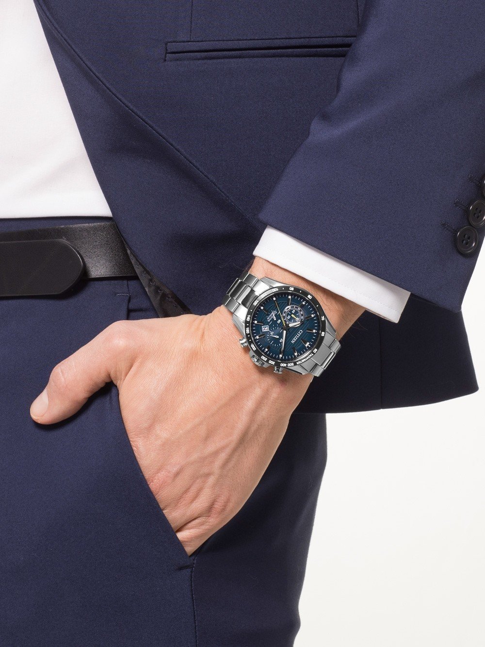 Citizen CA4444-82L นาฬิกาผู้ชาย Eco-Drive Super Titanium Chronograph Men's Watch