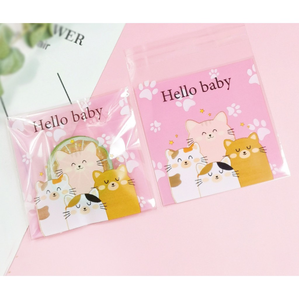 ถุงคุ๊กกี้ ฝากาว ขนาด 10x10 ซม. (95-100 ใบ) ลายพิเศษ